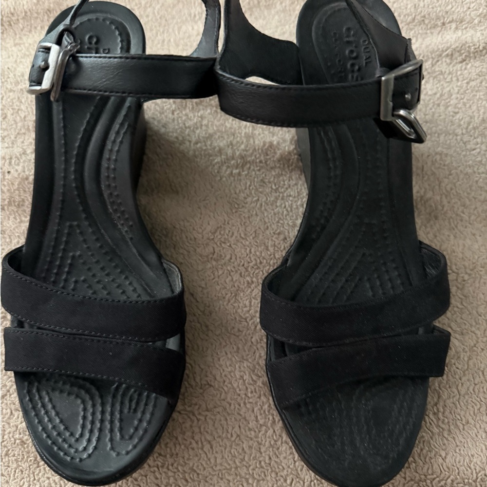 CROCS Black Sandals with Adjustable Ankle Strap